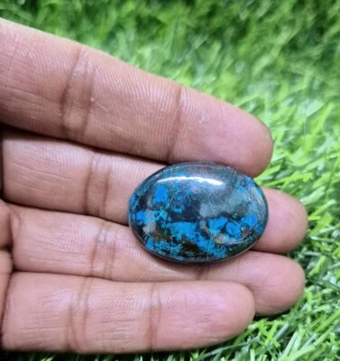 天然蓝色Azurite凸圆形宝石椭圆形吊坠石头用于珠宝 — 第 1/3 张图片