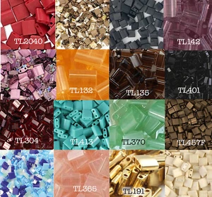 5g Miyuki Tila Square 2-Hole mm Glass Beads -New Colors 5/23 -approx 50 Beads - Picture 1 of 31