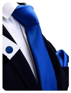 Solid Color Necktie and Pocket Square Cufflinks Sets 3.15" 8cm + Gift Box - Picture 1 of 7