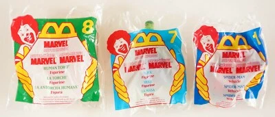 Lote de juguetes de superhéroes Marvel McDonald's 1996 vintage, antorcha humana, Hulk, coche S-M Foto 1 de 4