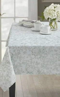 KARA  EASTER BUNNY GREEN TOILE TABLECLOTH 60" X 84" NEW - Image 1 of 3