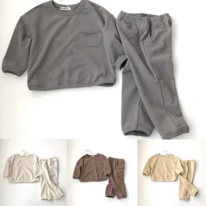 Children's 2pcs hemp cotton loose sweatshirt soft and comfortable baby Tracksuit - Picture 1 of 16