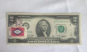 1976 USA 2 $ BANKNOTE - ERSTTAGSAUSGABE GESTEMPELT 13 APR 1976 Arkansas Briefmarke knackig! - Bild 1 von 2