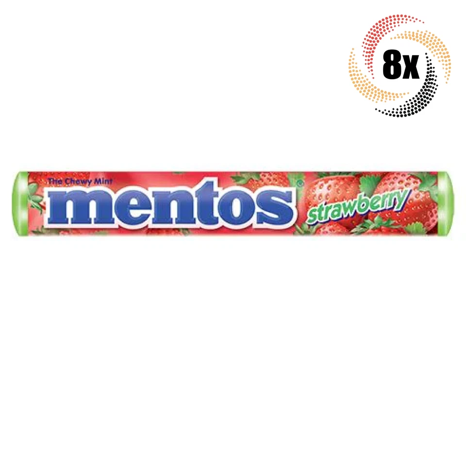 8x rolos Mentos sabor frutas morango hortelã mastigável | 14 cunhadas por rolo | 1,32 oz - Imagem 1 de 1