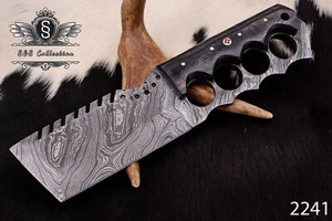 Custom Handmade Damaststahl Jagdmesser mit Premium Lederbezug, - Bild 1 von 5
