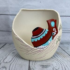 Vase oreiller découpé poterie sud-ouest amérindien finition sable pot vintage