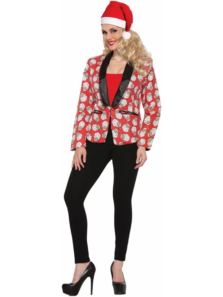 Adult's Womens Santa Claus Suit Jacket Blazer Costume - Image 1 of 1