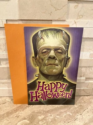 TARJETA DE FELICITACIÓN DE HALLOWEEN FELIZ MONSTRUOS UNIVERSALES FRANKENSTEIN Foto 1 de 2