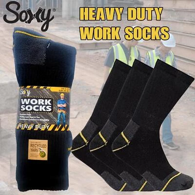 Soxy® Heavy Duty Hombre Calcetines de Trabajo Zapatos Talla 6-11 Seguridad/Punta de Acero Bota Cojín Foto 1 de 4