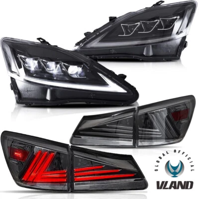 Projector Headlights + LED Tail Lights For 2006-2013 Lexus IS 250 350 ISF Sedan - Image 1 of 4
