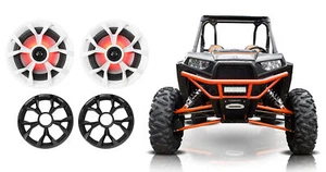 (2) Rockville RKL65MBW Black/White 6.5" 700w Speakers w/LED For RZR/ATV/UTV/Cart - Foto 1 di 9