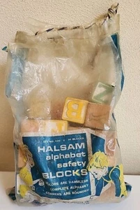 VTG Bag Original Plastic Halsam Alphabet Safety Blocks Round Corners Playskool - Picture 1 of 5
