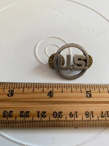 Vintage U.S. Military Round Double Metal Pinback Lapel/ Hat Pin cap patriotic - Picture 1 of 1