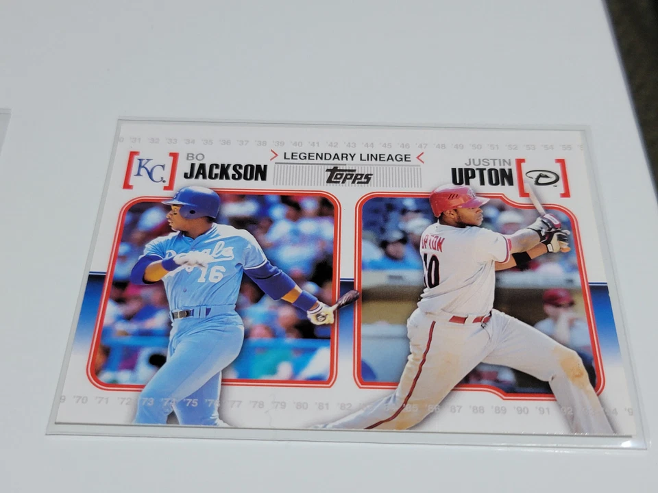 BO JACKSON / JUSTIN UPTON 2010 Topps Legendary Lineage Insert #LL-44.  ROYALS - Image 1 of 2