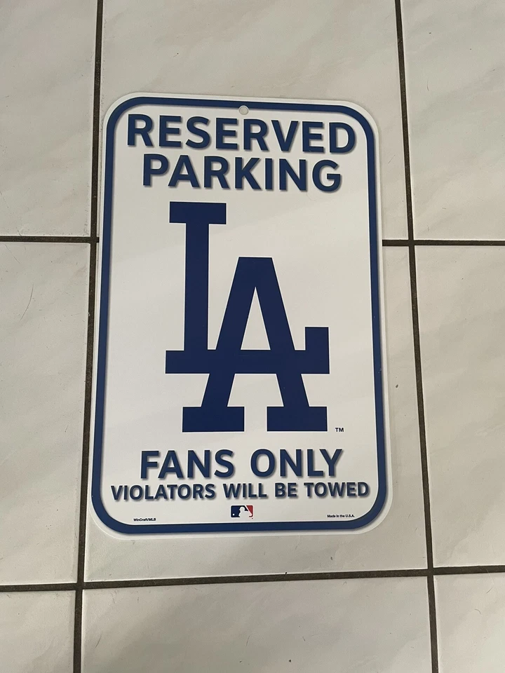 LOS ANGELES DODGERS RESERVED PARKING FANS ONLY 11"X17" PLASTIC SIGN MLB - Image 1 of 1