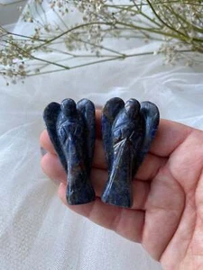 1 Psc Sodalite Stone Carved Angel Psychic Guardian Spiritual Healing Reiki Gems - Picture 1 of 3