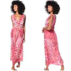 Young Fabulous and Broke Amalia Pink Tie-Dye Maxi Dress Size Medium NWT Travel