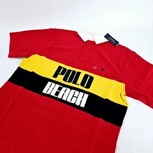 Polo Ralph Lauren Short Sleeve Polo Beach Logo Rugby Men LARGE Tall LT Red NEW - Picture 1 of 10