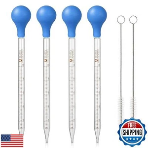 4Pcs Glass Graduated Dropper Pipette for Liquid Essential Oil, 10ml Lab Dropp - Picture 1 of 5