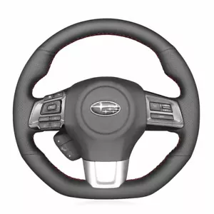 Top Black Leather Steering Wheel Stitch-on Wrap Cover For Subaru WRX STI 15-20 - Picture 1 of 9