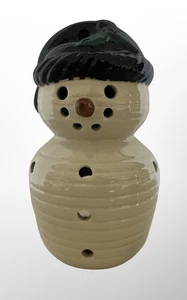 Vintage Keramik Schneemann mit Hut Votivkerzenhalter 6,5” hoch 3,25” Durchmesser - Bild 1 von 6
