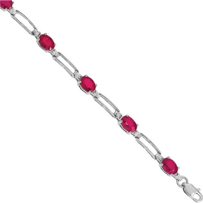 14K Solid White Gold Diamond Ruby Tennis Bracelet - Image 1 of 4