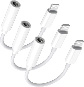 USBa to 3.5 mm Headphone Jack Adapter 3 Pack iPhone Fast Earphones IOS - Picture 1 of 8