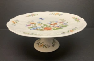 AYNSLEY 10" English Bone China Cottage Garden Footed Cake Plate Stand Butterfly - Picture 1 of 8