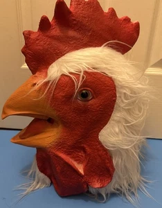 Máscara de látex de pollo adulto cabeza completa granja utilería patio trasero gallo disfraz de goma - Imagen 1 de 8