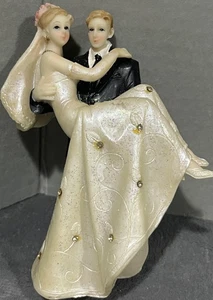 Vintage Wedding Cake Topper Bride Groom Gift Set Redhead Strawberry Blonde Shiny - Picture 1 of 12