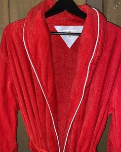 Tommy Hilfiger Morgenmantel Herren groß rot Frottee Bademantel gesticktes Logo Spa Lounge - Bild 1 von 12