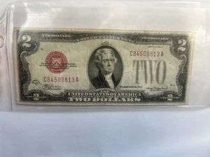 1928 D Two Dollar $2 Bill Red Seal United States Note Circulated - Picture 1 of 2