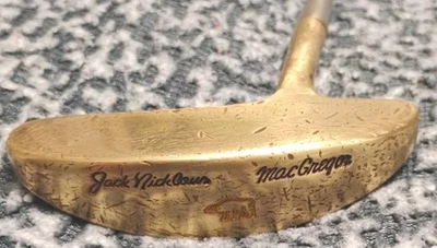 Jack Nicklaus MacGregor Golden Bear Bronze Blade Putter Leather/Gold Grip RH 35" - Image 1 of 4