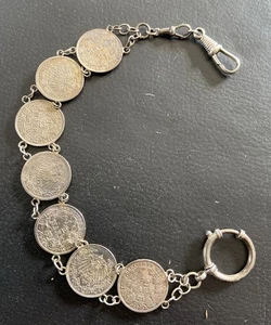 :Antike 835er Silber Uhrkette aus Münzen Taschenuhrenkette Uhrenkette 1/2 Mark - Picture 1 of 9