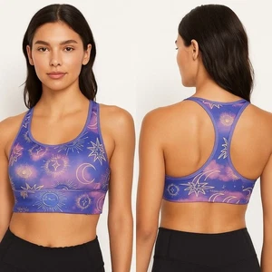 Victoria’s Secret Sport Celestial Sun Moon Stars Blue Purple Sports Bra Size M - Picture 1 of 6