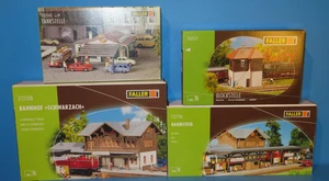 4xFaller N-Spur Bausätze Tankstelle+Bahnsteig+BahnhofSchwarzach+Blockstelle#8433 - Bild 1 von 10