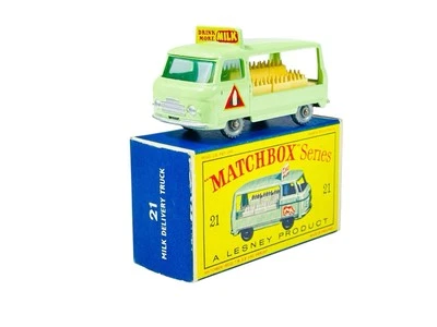 Matchbox Lesney No. Camión de reparto de leche 21 SPW Grn Window Commer flotador con caja D Foto 1 de 4