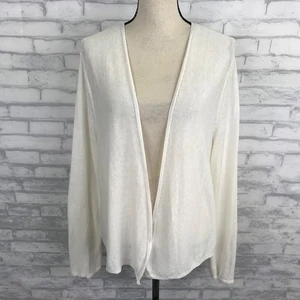 J Jill White Open Front Cardigan Sweater Linen Blend Size XL Slub Knit Long Sl. - Picture 1 of 9