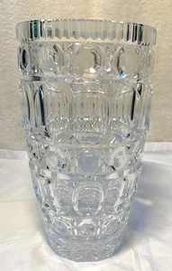 Mid Century Beautiful Cut Crystal Flower Vase HEAVY Leaded German Made  8 1/2" T - Picture 1 of 3