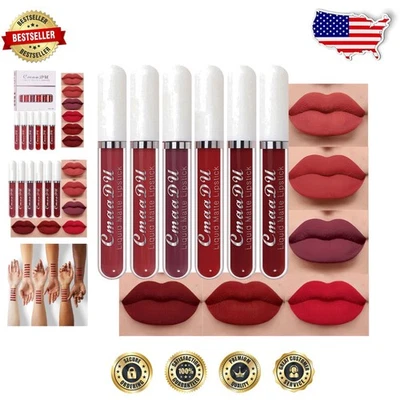 Lipstick Set 6pcs Matte Liquid Lipgloss Long Lasting Waterproof Moisturizing - Image 1 of 4