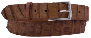 Hombres Western Vestido Cinturón Coñac Piel de Cocodrilo Real Cuero Delgado Informal Talla 38-42 - Imagen 1 de 4