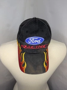 Faded Ford Racing Black Cap Flames Y2K Distressed Spikes Sport - Bild 1 von 5