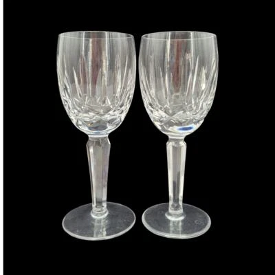 WATERFORD Crystal Irish KILDARE Set Of 2 CLARET WINE GLASSES Stemware 6 1/2" 6-6 - Image 1 of 4