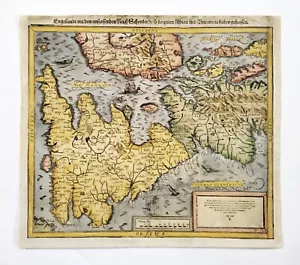 BRITISH ISLES early map woodcut original antique Sebastian Munster 1598 rare - Picture 1 of 2