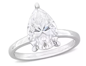 3.00 Carat (ctw) Lab-Created Pear-Cut Moissanite Engagement Ring Sterling Silver - Picture 1 of 5