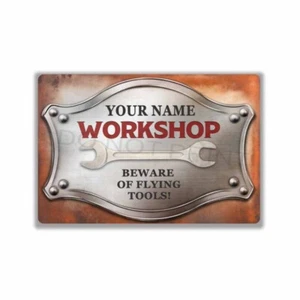 Workshop Sign Vintage Rustic American Theme Personalized Metal Sign or Decal - Picture 1 of 10