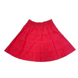 NWT Soft Surroundings Women's Jenny Linen Tiered Pull-On Skirt Poppy Red Size XL - Picture 1 of 7