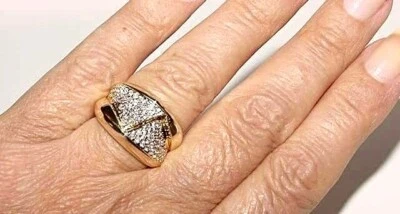 Anillo banda de diamantes de calidad de oro amarillo de 18 quilates SONIA BITTON PESADO 12 gr tamaño 6,25-6,5 Foto 1 de 4