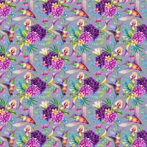 100% Cotton Digital Fabric Tropical Hummingbirds Birds Wildlife 140cm Wide - Picture 1 of 1