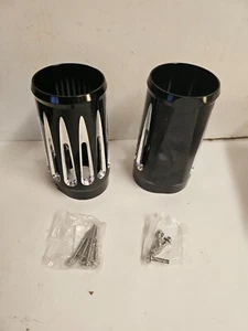 NEW- Black Fork Boot Slider Cover Cow Bells For Harley Touring Street Road Glide - Picture 1 of 3